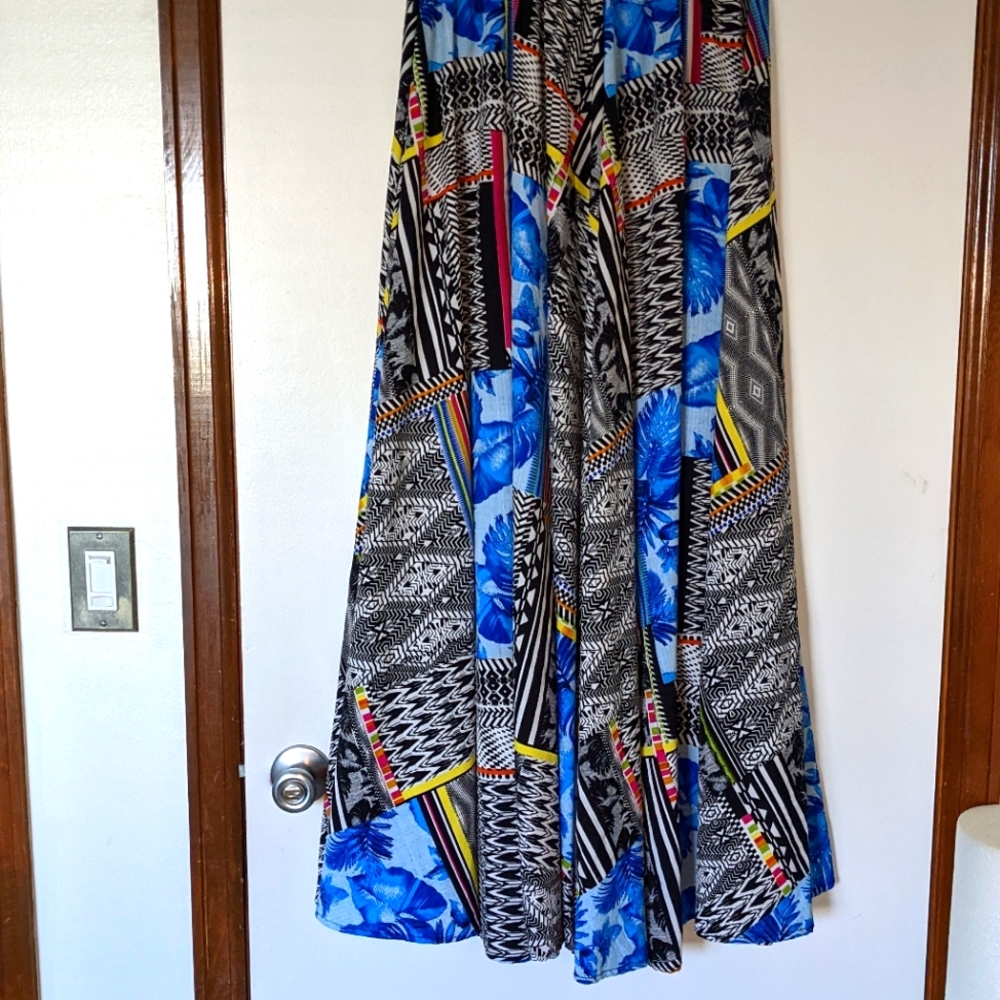 African print elastic waist maxi skirt